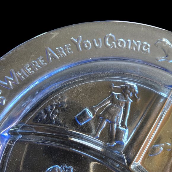 Vintage Nursery Rhyme Childs Plate See-Saw Margery Daw Design Collectible Blue - Picture 3 of 10